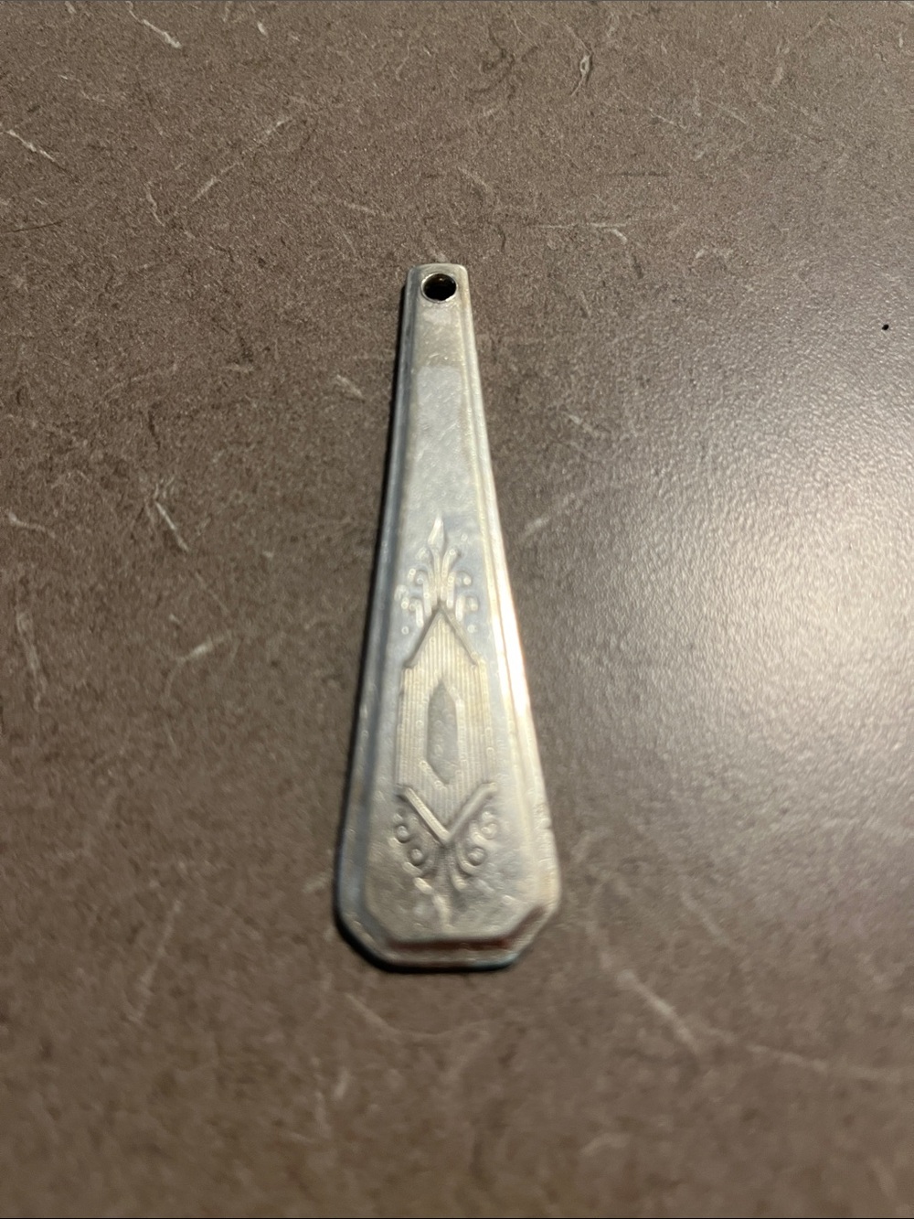 Handmade Silver or silvertone pendant 4”. Can be used as keychain as well